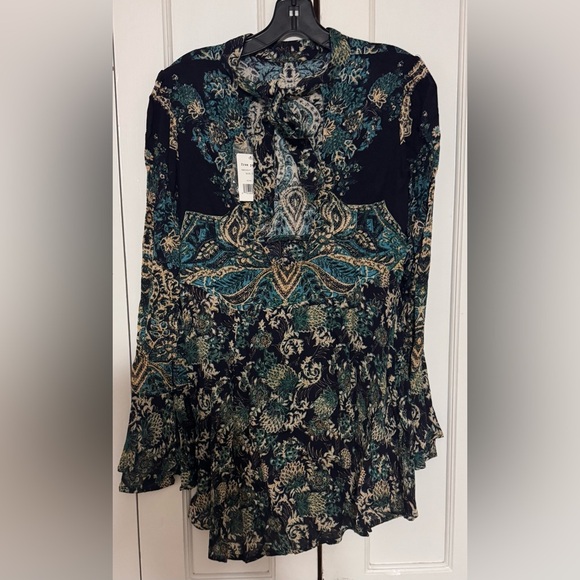 Free People Lady Luck Printed Tunic in Blue Combo - Picture 6 of 7